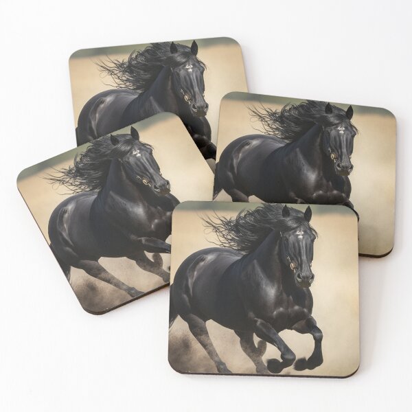 Item preview, Black horse running in the field designed and sold by MiraCleAI.
