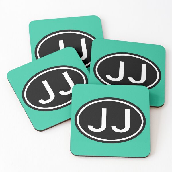 Item preview, JJ Initials Monogram Oval White Letters designed and sold by Jeallan Designs.