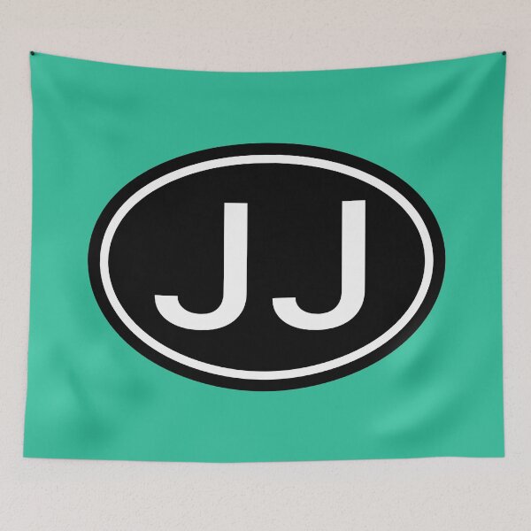 Item preview, JJ Initials Monogram Oval White Letters designed and sold by Jeallan Designs.