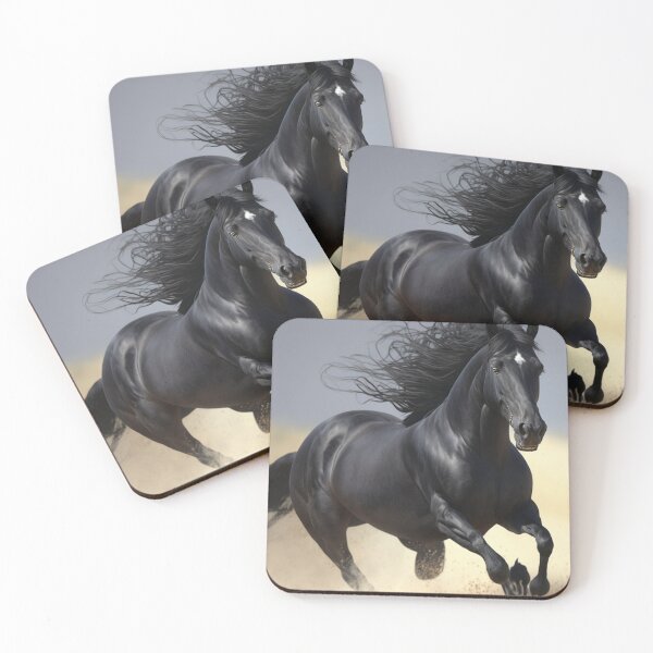 Item preview, Black horse running in the field designed and sold by MiraCleAI.
