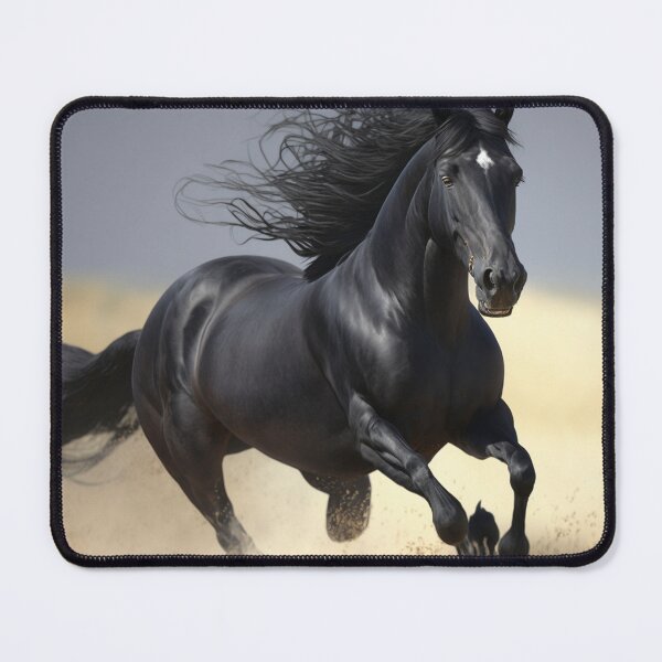 Item preview, Black horse running in the field designed and sold by MiraCleAI.