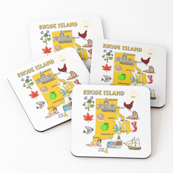Item preview, Rhode Island State Landmarks & Icons Map designed and sold by mashmosh.