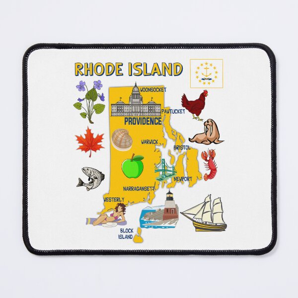 Item preview, Rhode Island State Landmarks & Icons Map designed and sold by mashmosh.