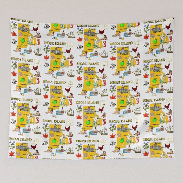 Item preview, Rhode Island State Landmarks & Icons Map designed and sold by mashmosh.
