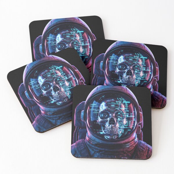 Item preview, Glitch Skull Astronaut - Cyberpunk Streetwear designed and sold by Hidden Layer Studio.