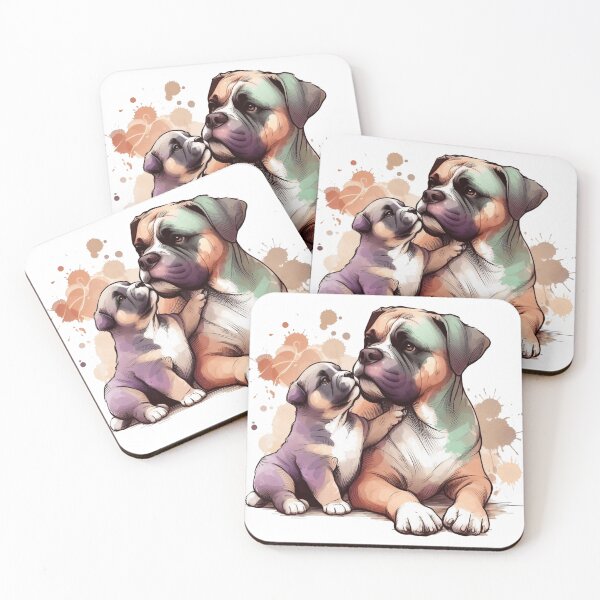 Item preview, Cane Corso Dog Mom and Puppy Watercolor designed and sold by BigBlueArt.