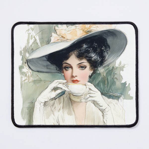 Item preview, Edwardian Tea Time – Elegant Lady Illustration in Soft Watercolor designed and sold by GildedPagesCo.