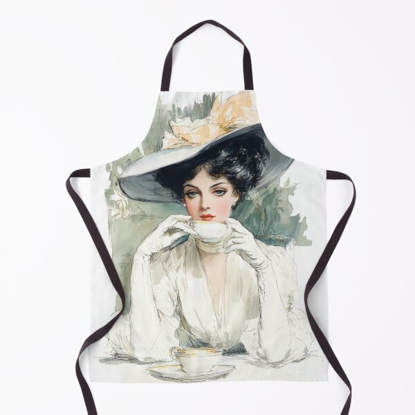 Item preview, Edwardian Tea Time – Elegant Lady Illustration in Soft Watercolor designed and sold by GildedPagesCo.