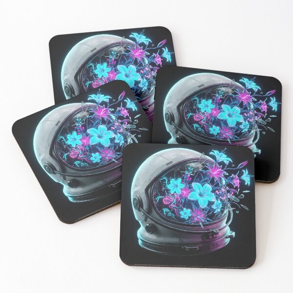 Item preview, Biopunk Astronaut Helmet - Neon Floral Bloom designed and sold by Hidden Layer Studio.