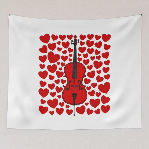 Item preview, Cello With Hearts, Valentines Cellist Musician Wedding Anniversary designed and sold by doodlerob.