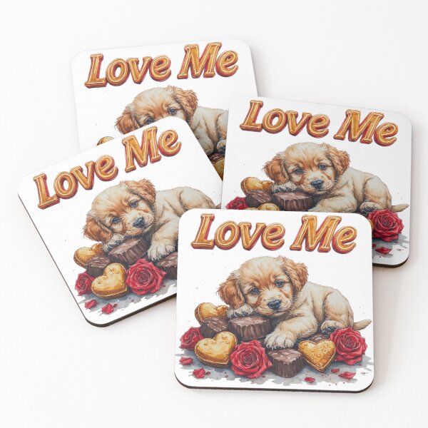 Item preview,  Golden Retriever Puppy with Roses and Chocolates designed and sold by newvisionart191.