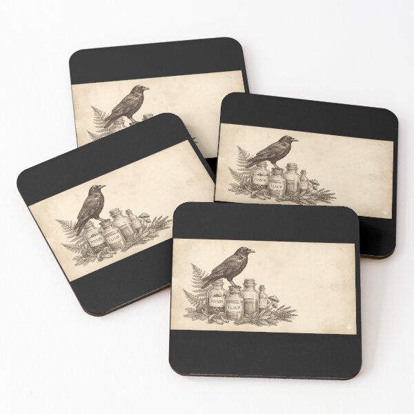Item preview, Vintage Raven Apothecary - Poison & Elixir Drawing designed and sold by ManaPot.