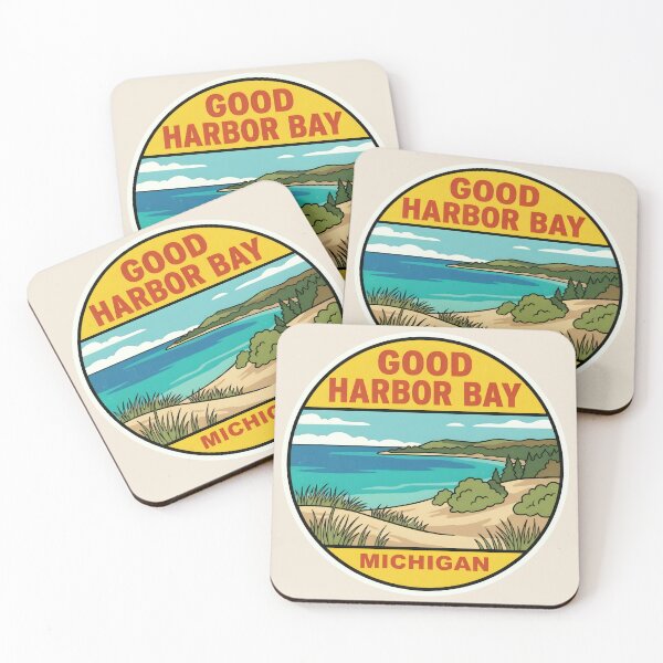 Item preview, Good Harbor Bay Michigan - Vintage Beach Design designed and sold by TheOldMittenIllustrated.