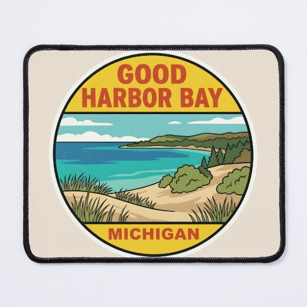 Item preview, Good Harbor Bay Michigan - Vintage Beach Design designed and sold by TheOldMittenIllustrated.