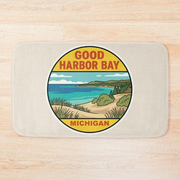 Item preview, Good Harbor Bay Michigan - Vintage Beach Design designed and sold by TheOldMittenIllustrated.