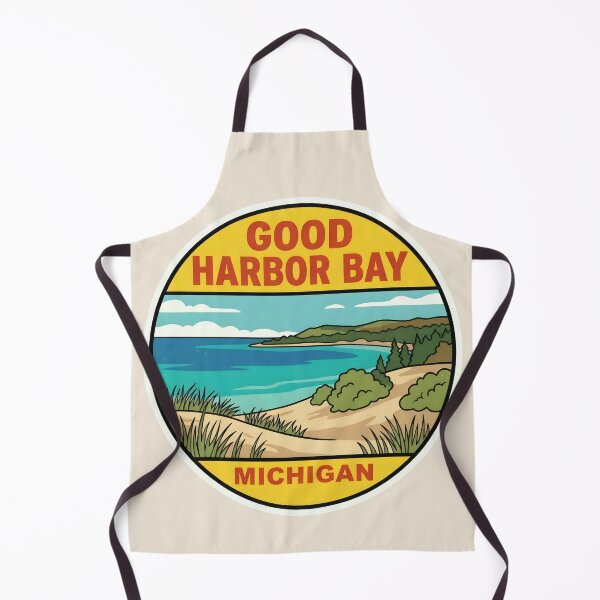 Item preview, Good Harbor Bay Michigan - Vintage Beach Design designed and sold by TheOldMittenIllustrated.