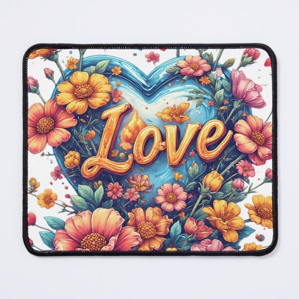 Item preview, Vibrant Floral Heart with Golden Love Script designed and sold by newvisionart191.