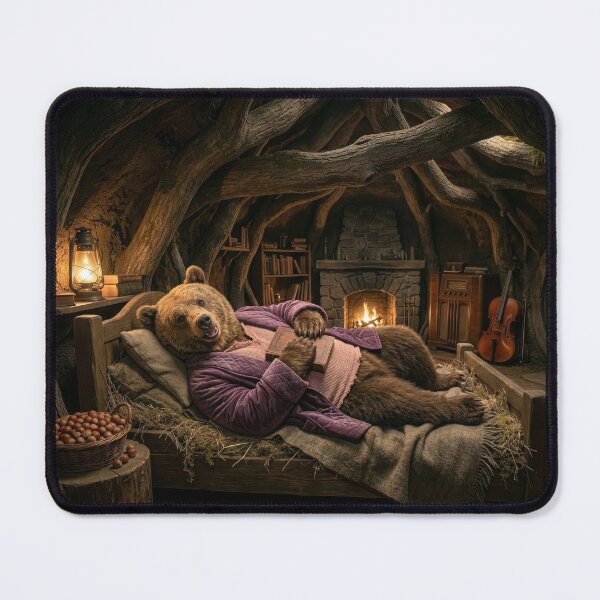 Item preview, Cello-Playing Bear Reads in His Cozy Den designed and sold by Tridentulus.
