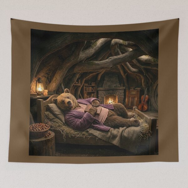 Item preview, Cello-Playing Bear Reads in His Cozy Den designed and sold by Tridentulus.