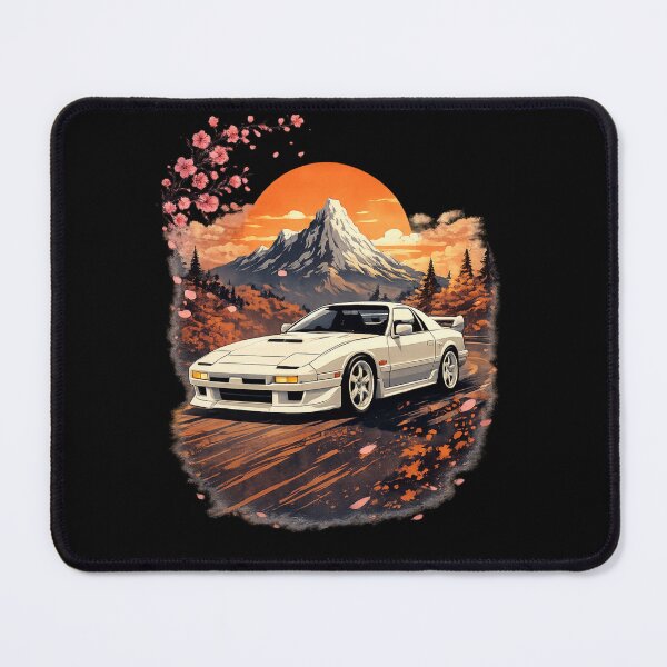 Item preview, Sakura Sunset Drift – Classic JDM RX-7 Beneath Mount Fuji designed and sold by TheNoova.