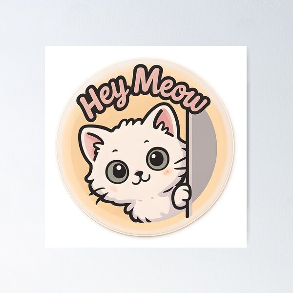 Item preview, Hey Meow – Cute Shy Cat Peeking Design designed and sold by Cat-astrophes.