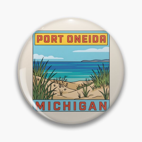 Item preview, Port Oneida Michigan - Vintage Beach Design designed and sold by TheOldMittenIllustrated.