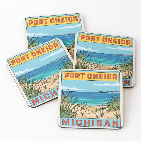 Item preview, Port Oneida Michigan - Vintage Beach Design designed and sold by TheOldMittenIllustrated.