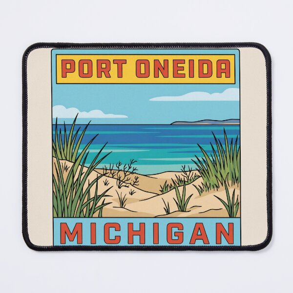 Item preview, Port Oneida Michigan - Vintage Beach Design designed and sold by TheOldMittenIllustrated.