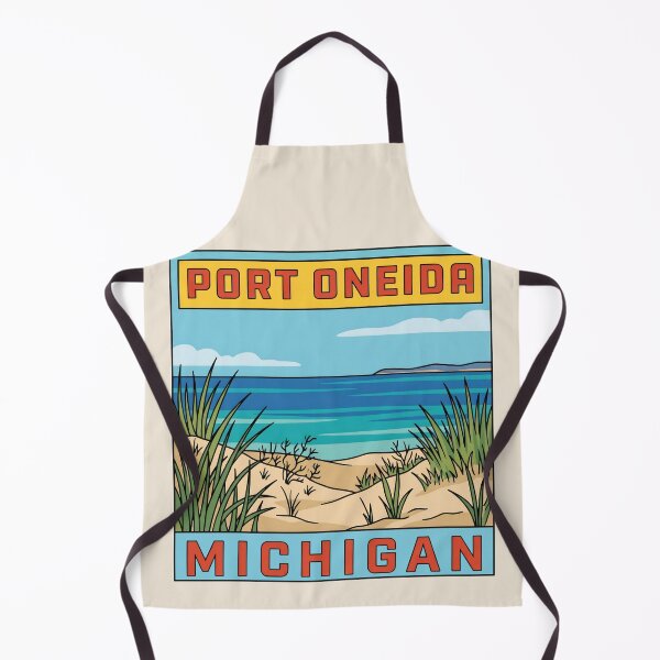 Item preview, Port Oneida Michigan - Vintage Beach Design designed and sold by TheOldMittenIllustrated.