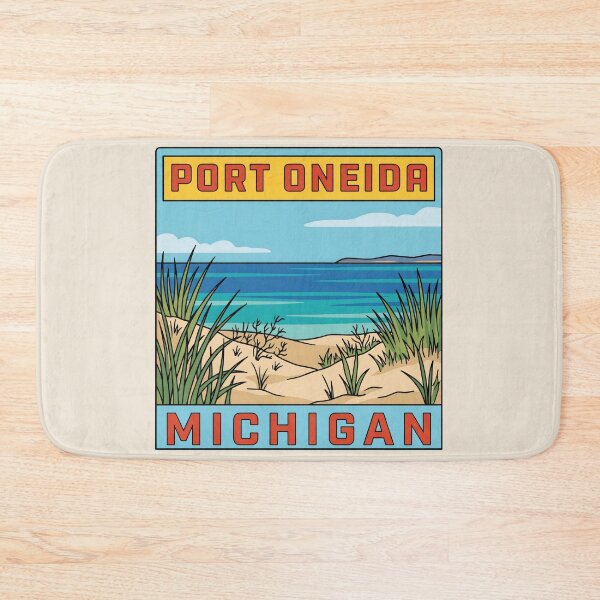 Item preview, Port Oneida Michigan - Vintage Beach Design designed and sold by TheOldMittenIllustrated.