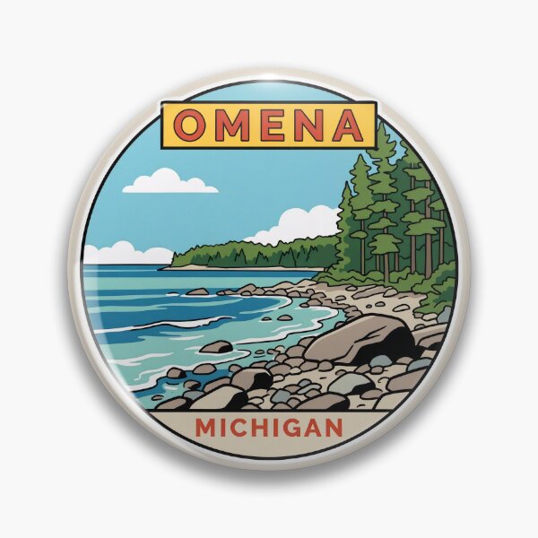 Item preview, Omena Michigan - Vintage Beach Design designed and sold by TheOldMittenIllustrated.