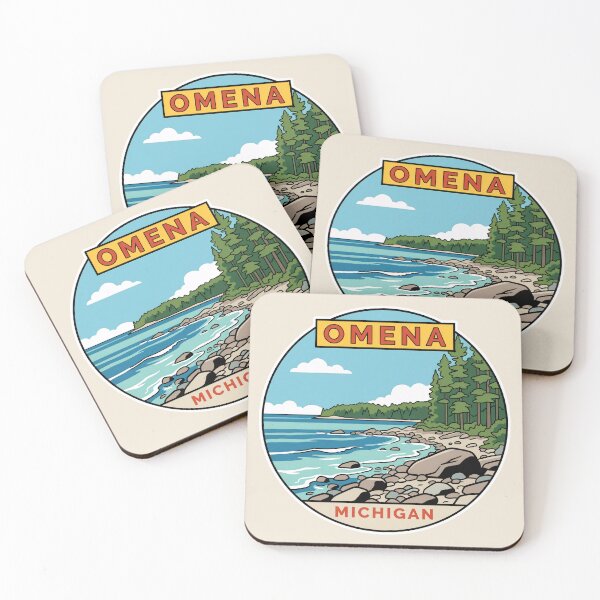 Item preview, Omena Michigan - Vintage Beach Design designed and sold by TheOldMittenIllustrated.
