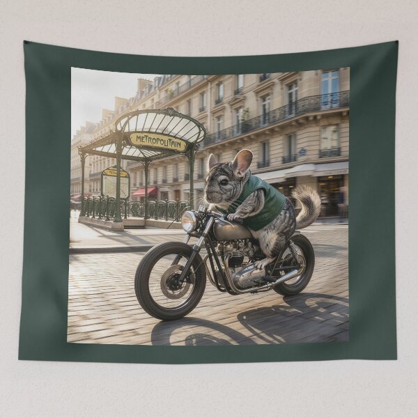 Item preview, Renegade Chinchilla Flees from Furriers on a Motorcycle designed and sold by Tridentulus.