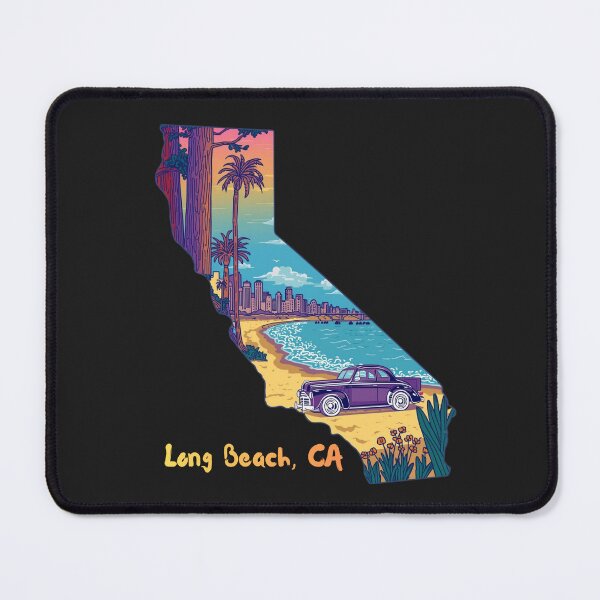 Item preview, Long Beach California Retro Beach Vibes Map Art designed and sold by TitanRN.