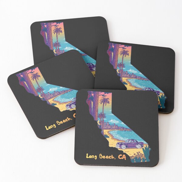 Item preview, Long Beach California Retro Beach Vibes Map Art designed and sold by TitanRN.