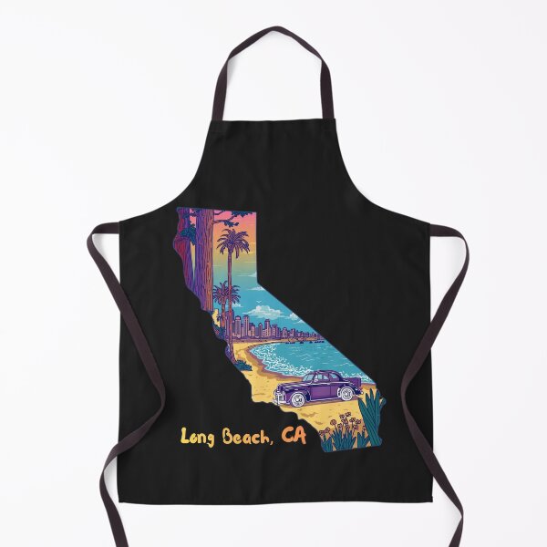 Item preview, Long Beach California Retro Beach Vibes Map Art designed and sold by TitanRN.