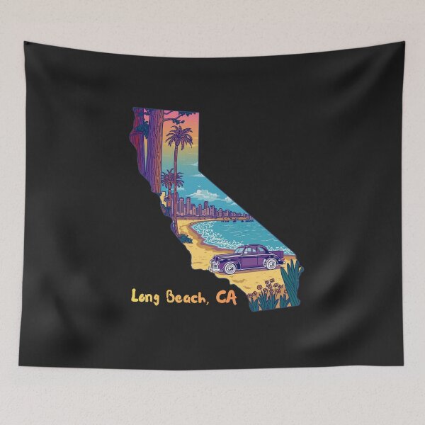 Item preview, Long Beach California Retro Beach Vibes Map Art designed and sold by TitanRN.