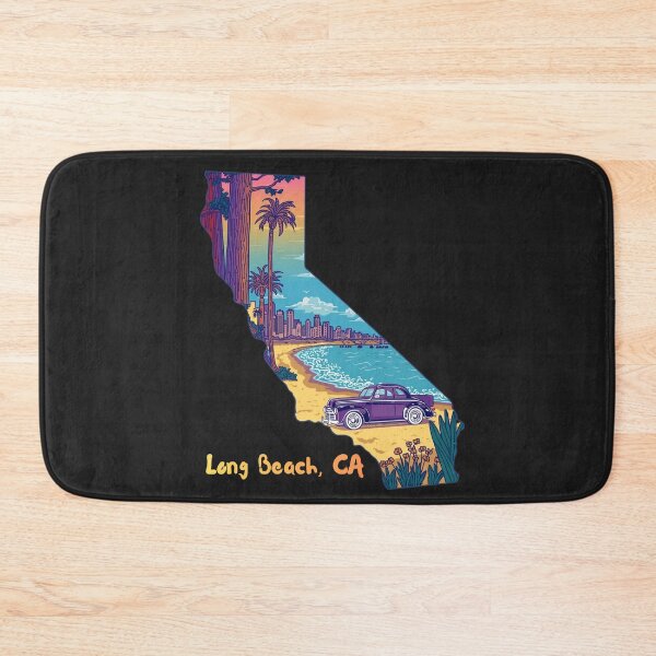 Item preview, Long Beach California Retro Beach Vibes Map Art designed and sold by TitanRN.
