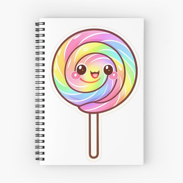 Item preview, Pegatina linda de caramelo en espiral de piruleta arcoíris kawaii designed and sold by DesignEG.