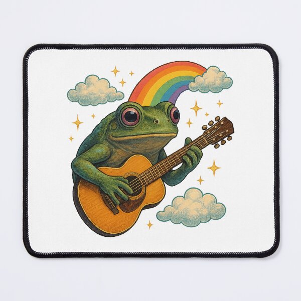 Item preview, Frog Playing Guitar Under Rainbow Sky designed and sold by chromatalove.