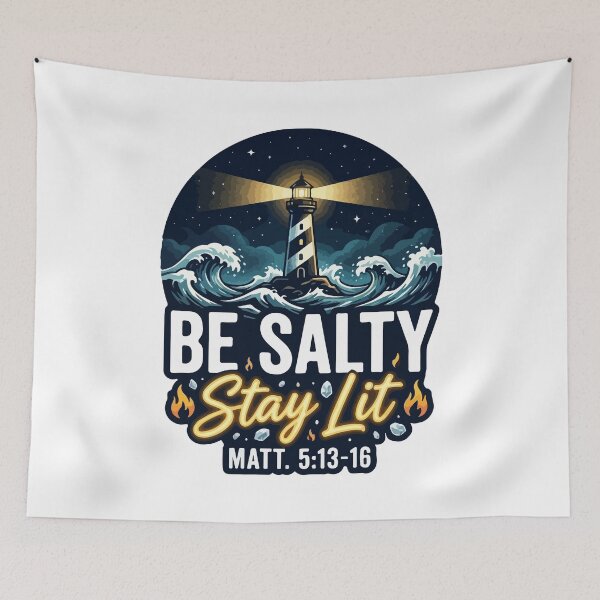 Item preview, Be Salty Stay Lit – Matthew 5:13–16 Christian Lighthouse Design designed and sold by storelibertys.