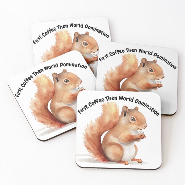 Item preview, Funny Squirrel Holding Coffee - First Coffee designed and sold by LagomCreative.