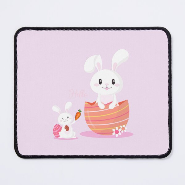 Item preview, Cute Cartoon Bunnies with a Smiling Bunny in an Egg and a Little Bunny Giving a Carrot designed and sold by nada-art.