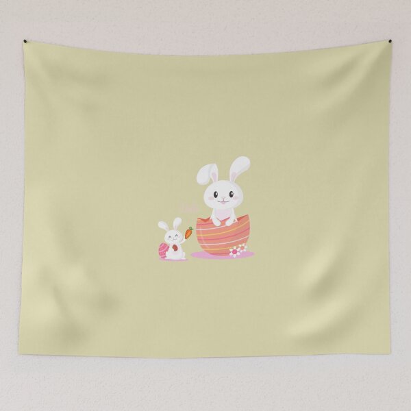 Item preview,  Cute Cartoon Bunnies with a Smiling Bunny in an Egg and a Little Bunny Giving a Carrot designed and sold by nada-art.