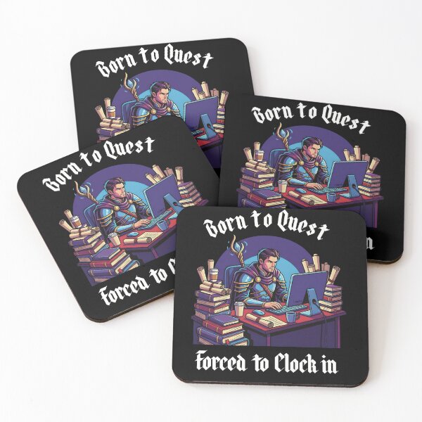 Item preview, Born to Quest Forced to Clock in – Warrior Wizard Office Humor designed and sold by OskarCreates.
