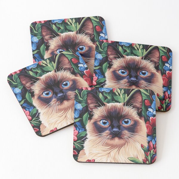 Item preview, Siamese Cat Surrounded by Flowers designed and sold by PetsArt.