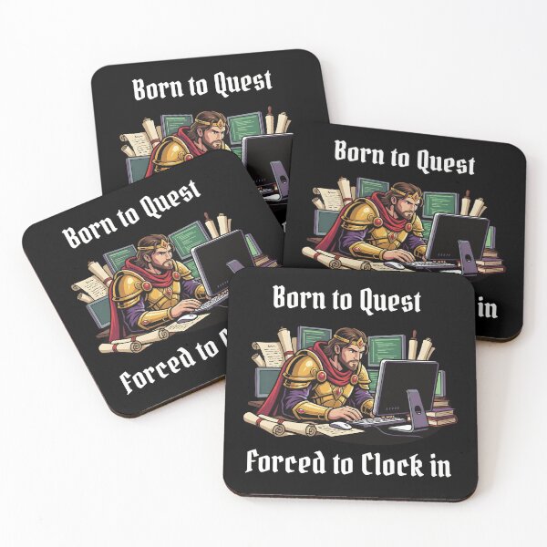 Item preview, Born to Quest Forced to Clock in – Funny Fantasy Office Art designed and sold by OskarCreates.