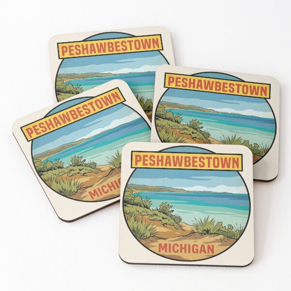 Item preview, Peshawbestown Michigan - Vintage Traverse Bay Design designed and sold by TheOldMittenIllustrated.