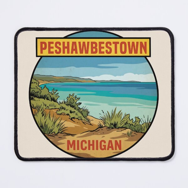 Item preview, Peshawbestown Michigan - Vintage Traverse Bay Design designed and sold by TheOldMittenIllustrated.