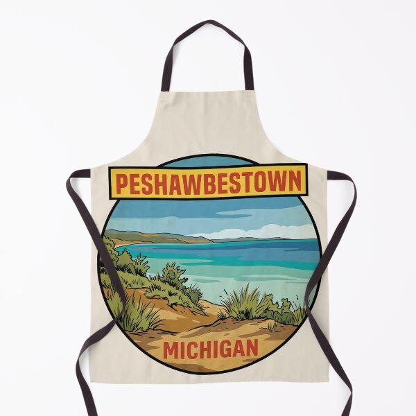 Item preview, Peshawbestown Michigan - Vintage Traverse Bay Design designed and sold by TheOldMittenIllustrated.